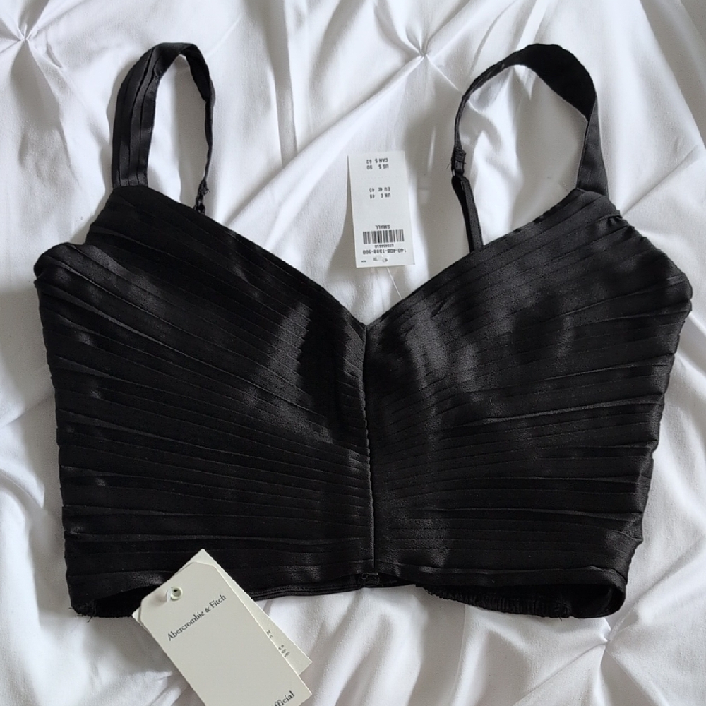 Elegant Black Satin Crop Top